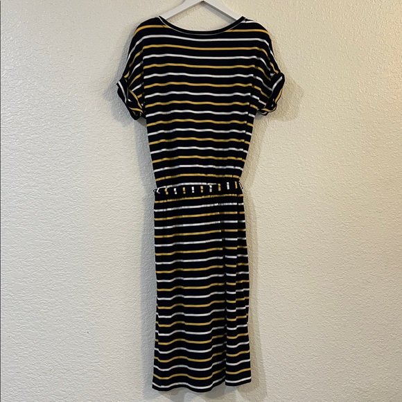 Banana Republic yellow/navy blue stripe short sleeve dress size XS Rayon/spandex - Picture 3 of 5
